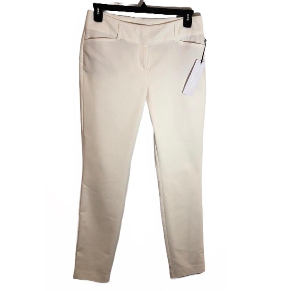 NWT Adrienne Vittadini White Cotton Polyester Spandex Trousers 8